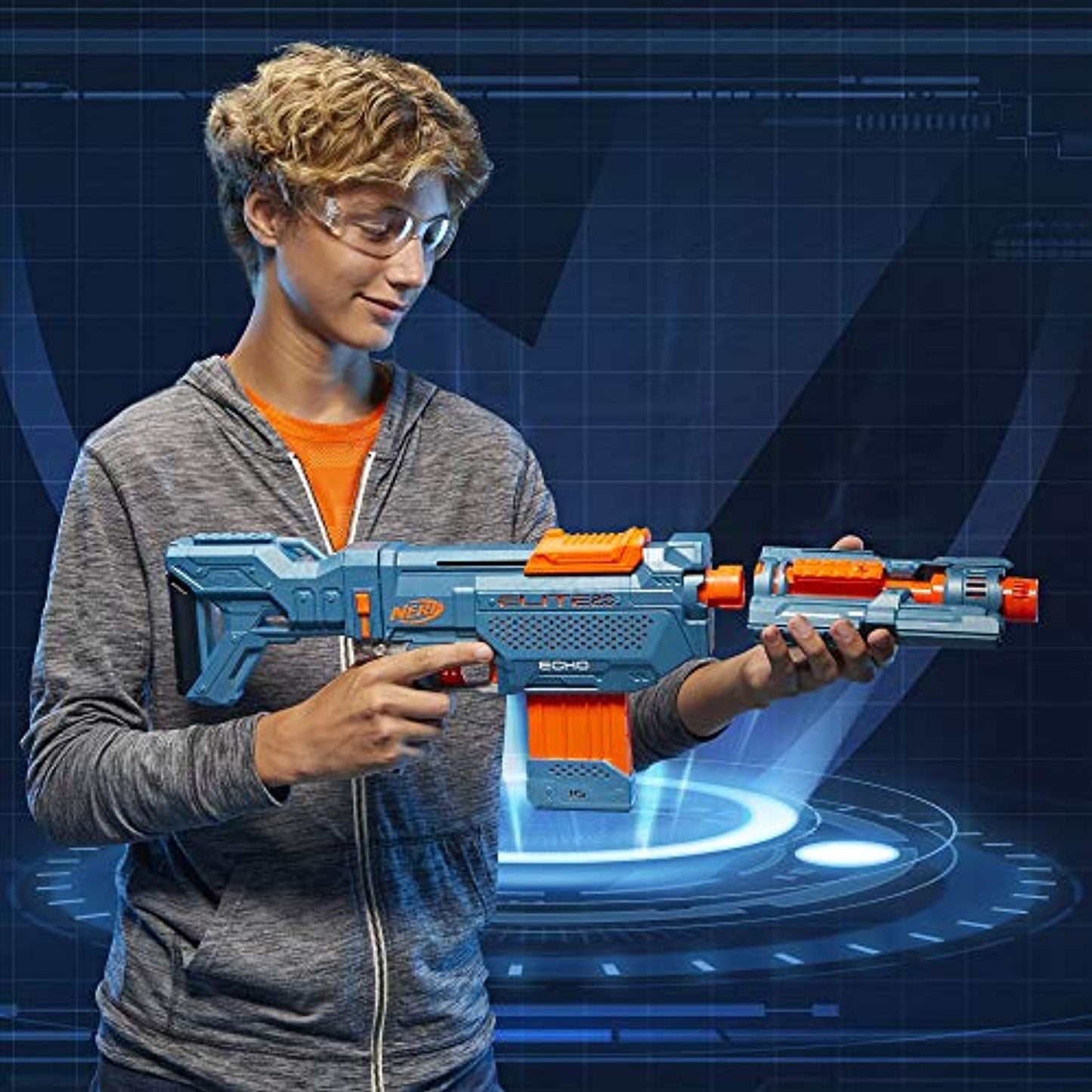 NERF Elite 2.0 Echo CS-10 Blaster -- 24 Official Darts, 10-Dart Clip, Removable Stock and Barrel Extension, 5 Tactical Rails