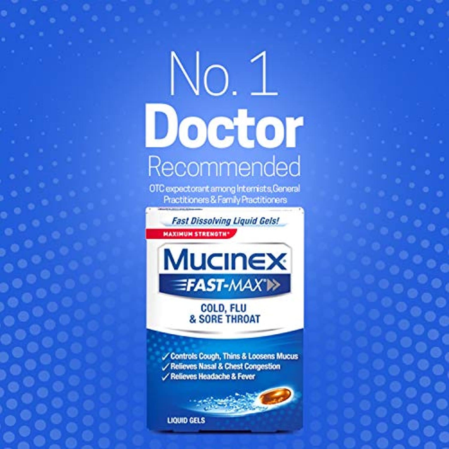 Mucinex Fast-Max Max Strength, Cold, Flu, & Sore Throat Liquid Gels, 16ct