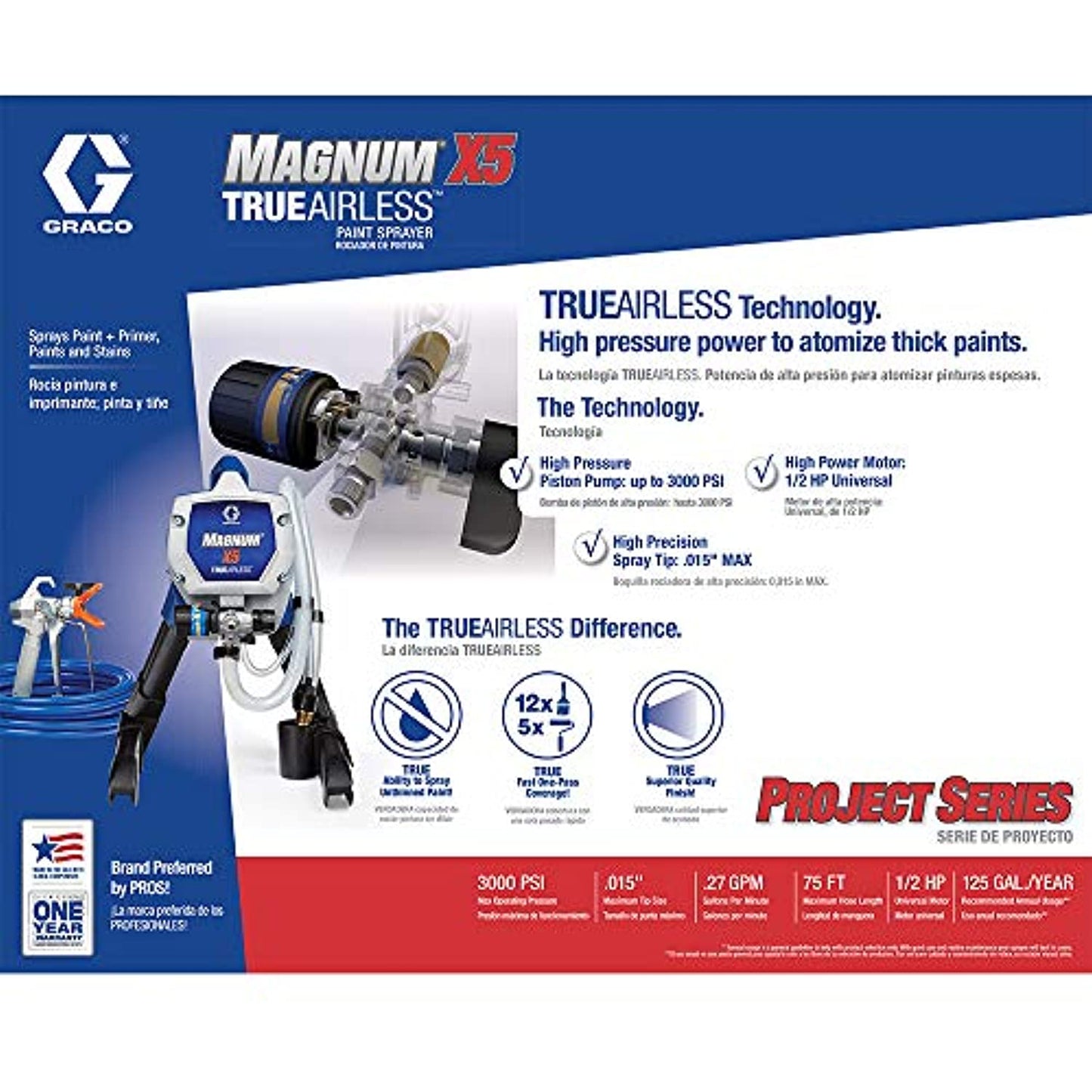 Graco Magnum 262800 X5 Stand Airless Paint Sprayer, Blue