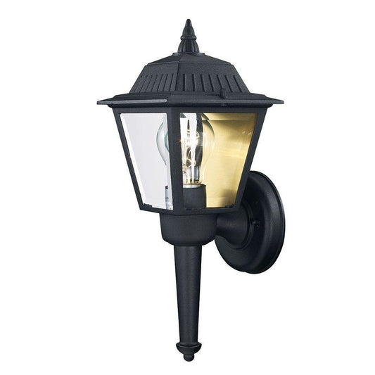 1-Light Black Outdoor Wall Mount Lantern