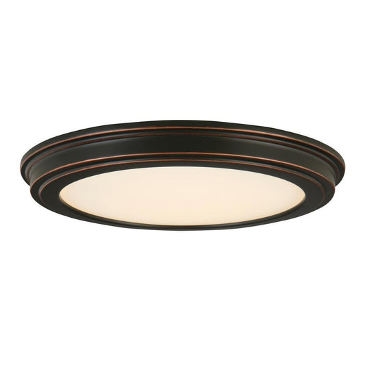 Commercial Electric 13 in. Oil Rubbed Bronze LED Ceiling Flush Mount with Whit..
