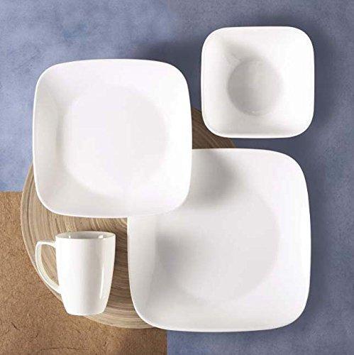 Corelle Square 16-Piece Dinnerware Set, Pure White, Service for 4