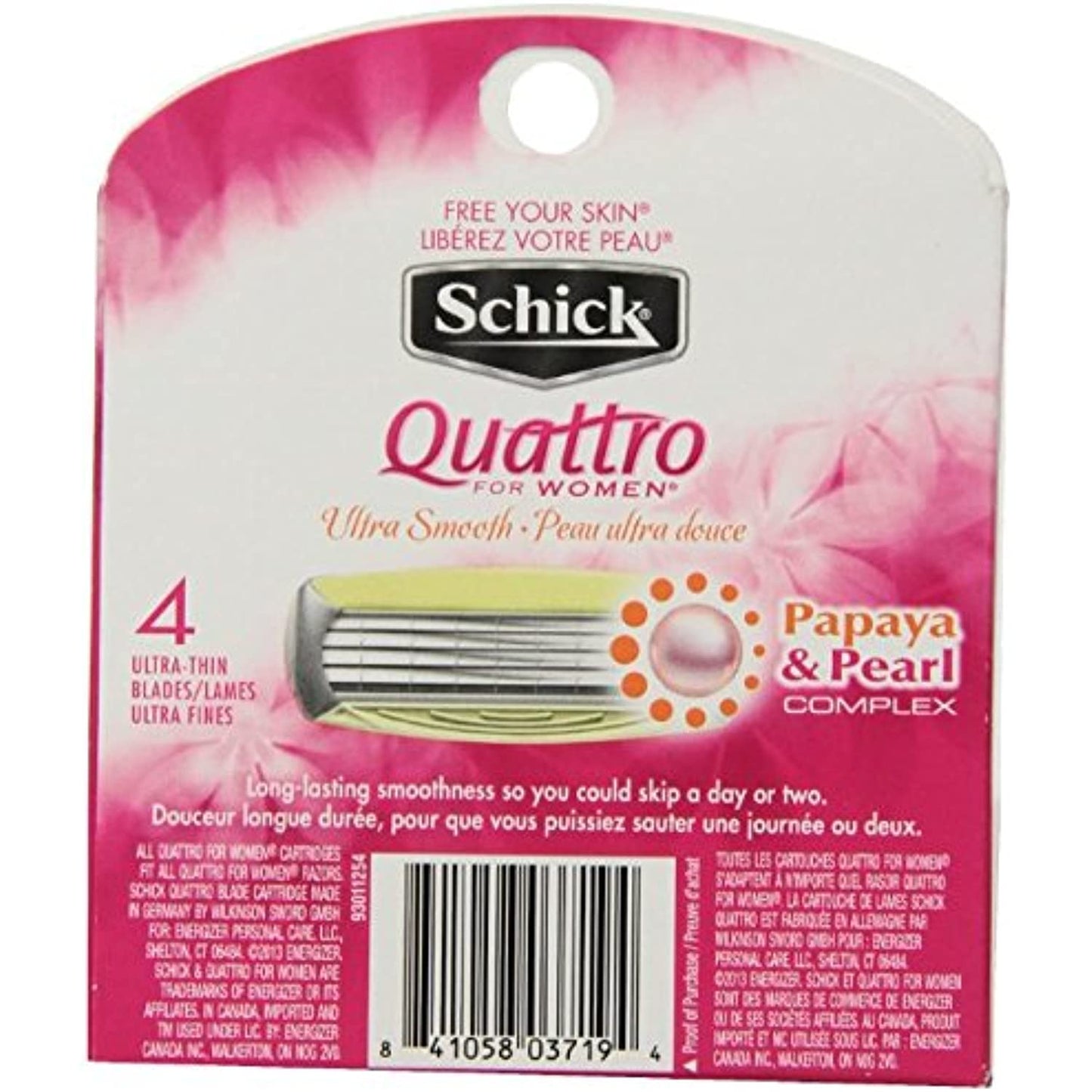 Schick Quattro for Women Razor Refill, Ultra Smooth, 8 Cartridges, 2 Pack