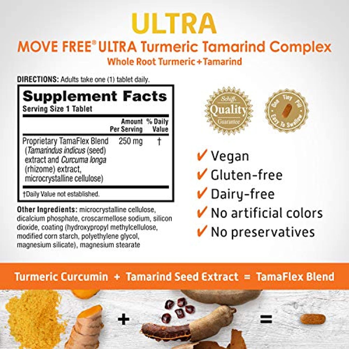 Turmeric & Tamarind - Move Free Ultra Joint Support Tablets (30 Count in a Box), for Clinically Proven Joint Comfort*, Supports Healthy Inflammation Response*, 1 Tiny Pill Per Day, Antioxidants