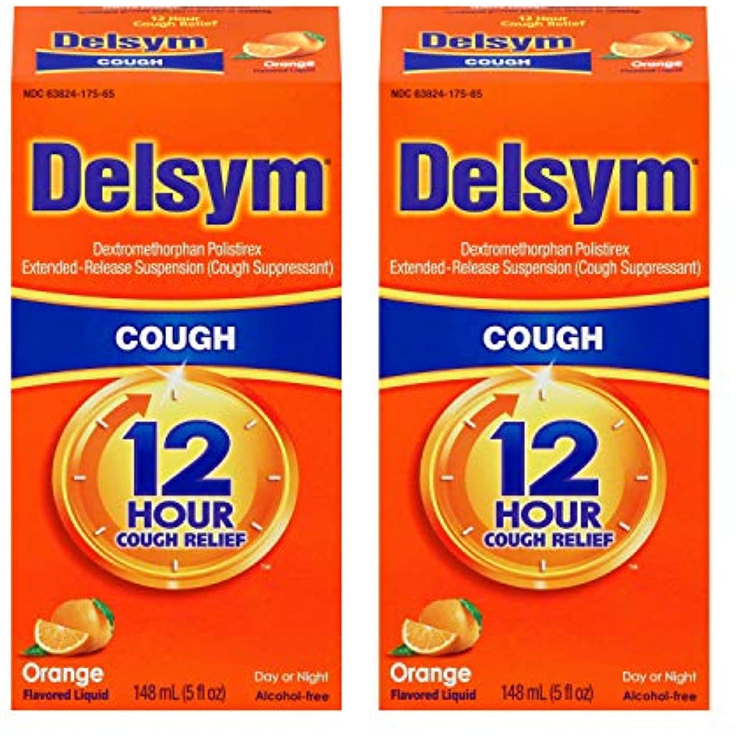 Delsym Adult Cough Suppressant Liquid, Orange Flavor, 5 Ounce (Pack of 2)