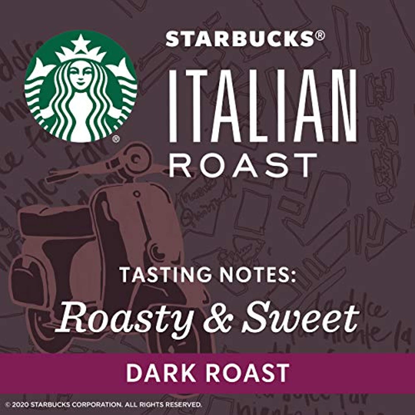 Starbucks Italian Roast Coffee, Dark Roast, Ground Coffee, 6 Bags, 20oz, 12/2020