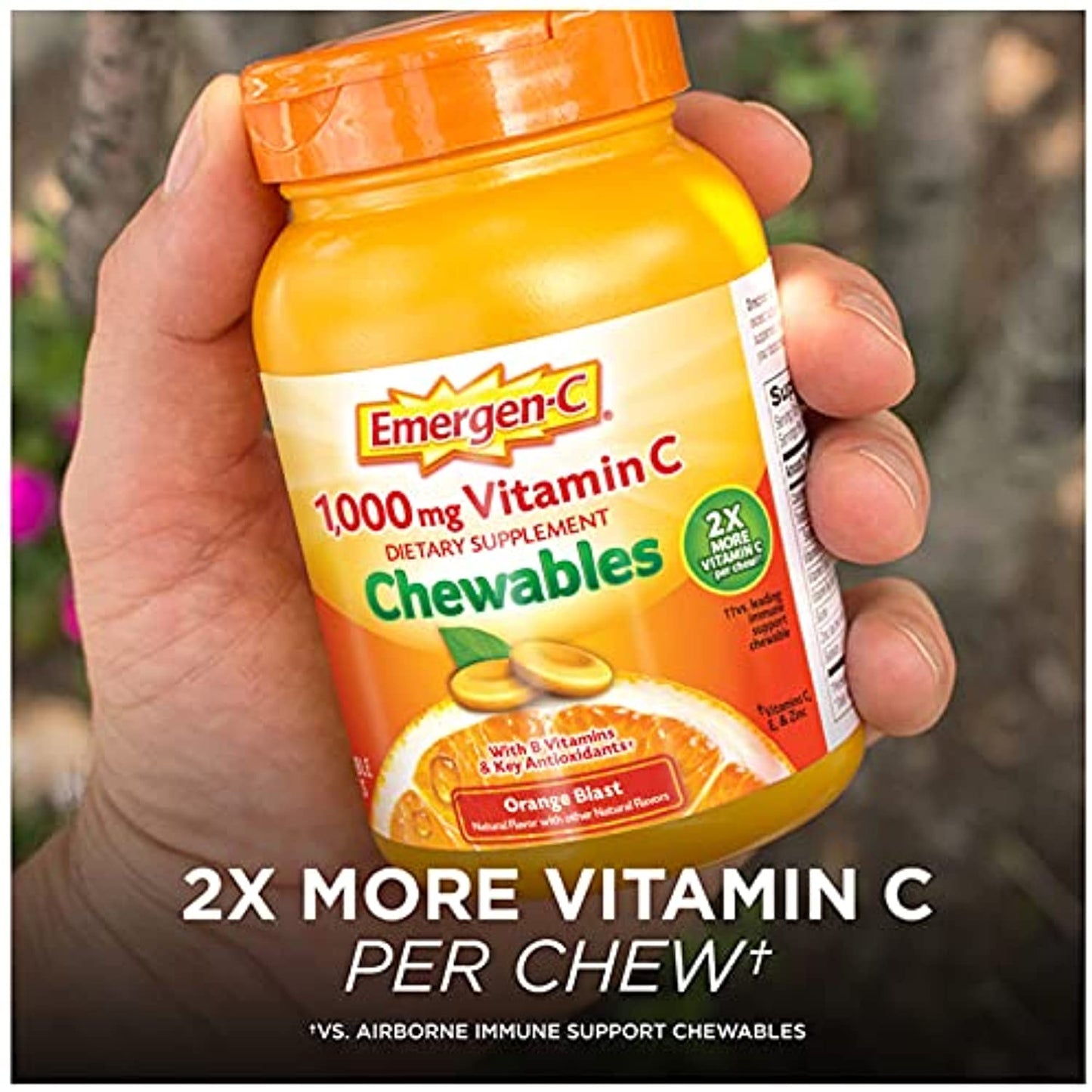 Emergen-C Chewable Vitamin C 1000mg, With B Vitamins And Antioxidants Tablet (40 Count, Orange Blast Flavor), Dietary Supplement