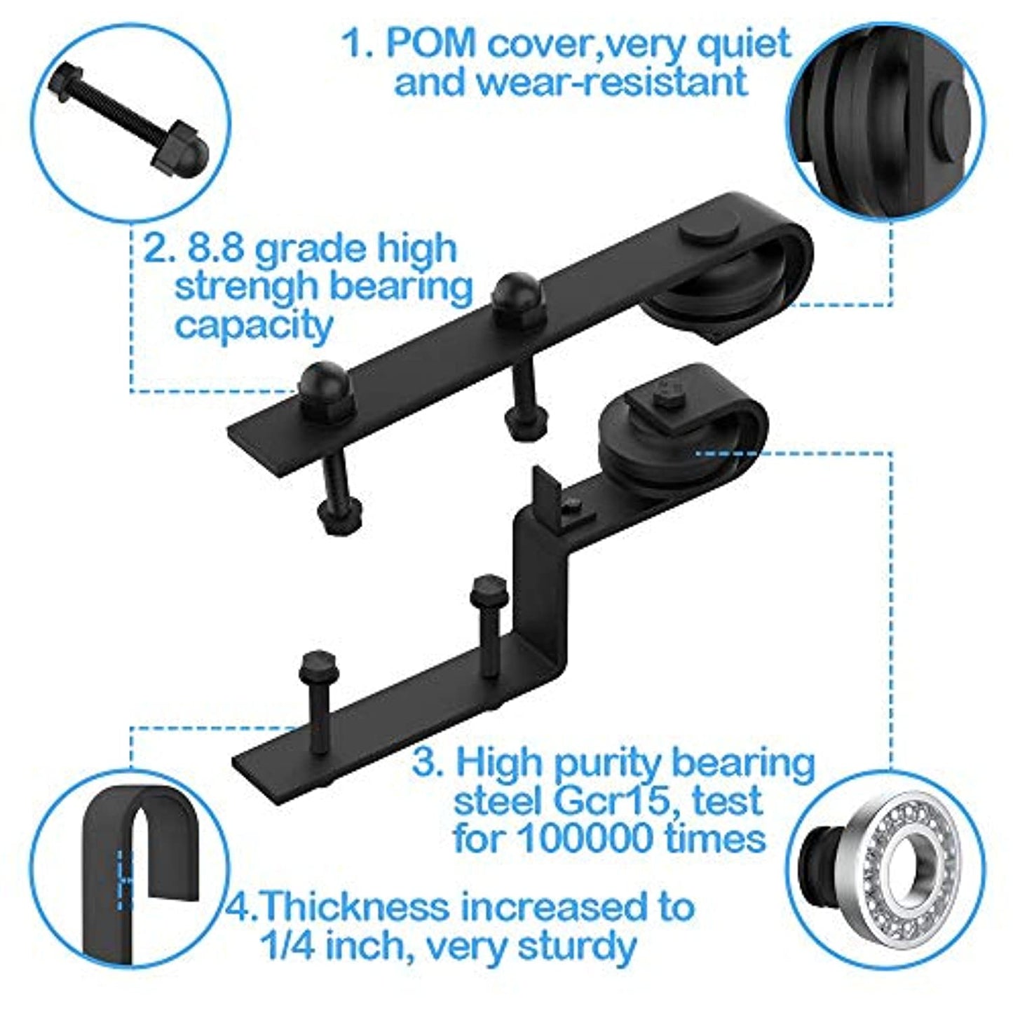 ZEKOO Sliding Barn Door Hardware Kit, Low Ceiling (11 FT Single Track Bypass)