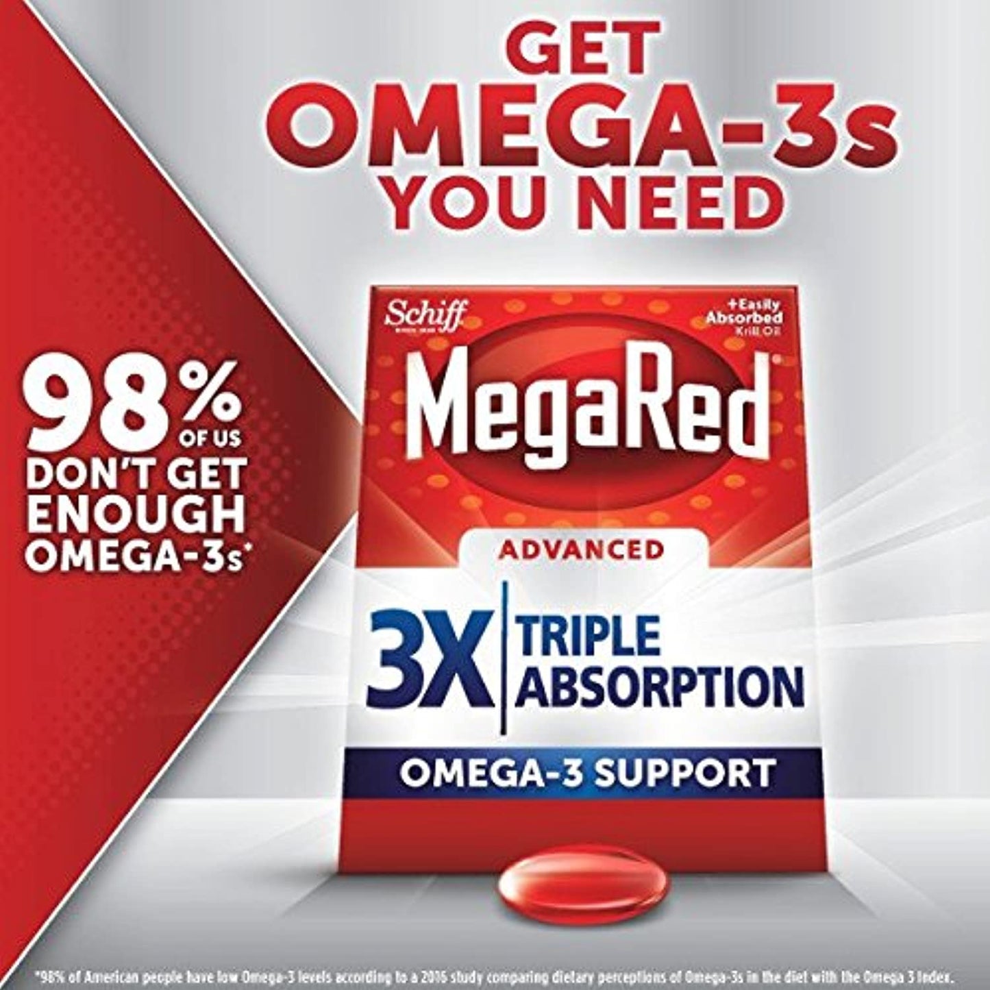 MegaRed Advanced Triple Absorption 800mg, 40 softgels - Omega-3 Fish Oil Supplement