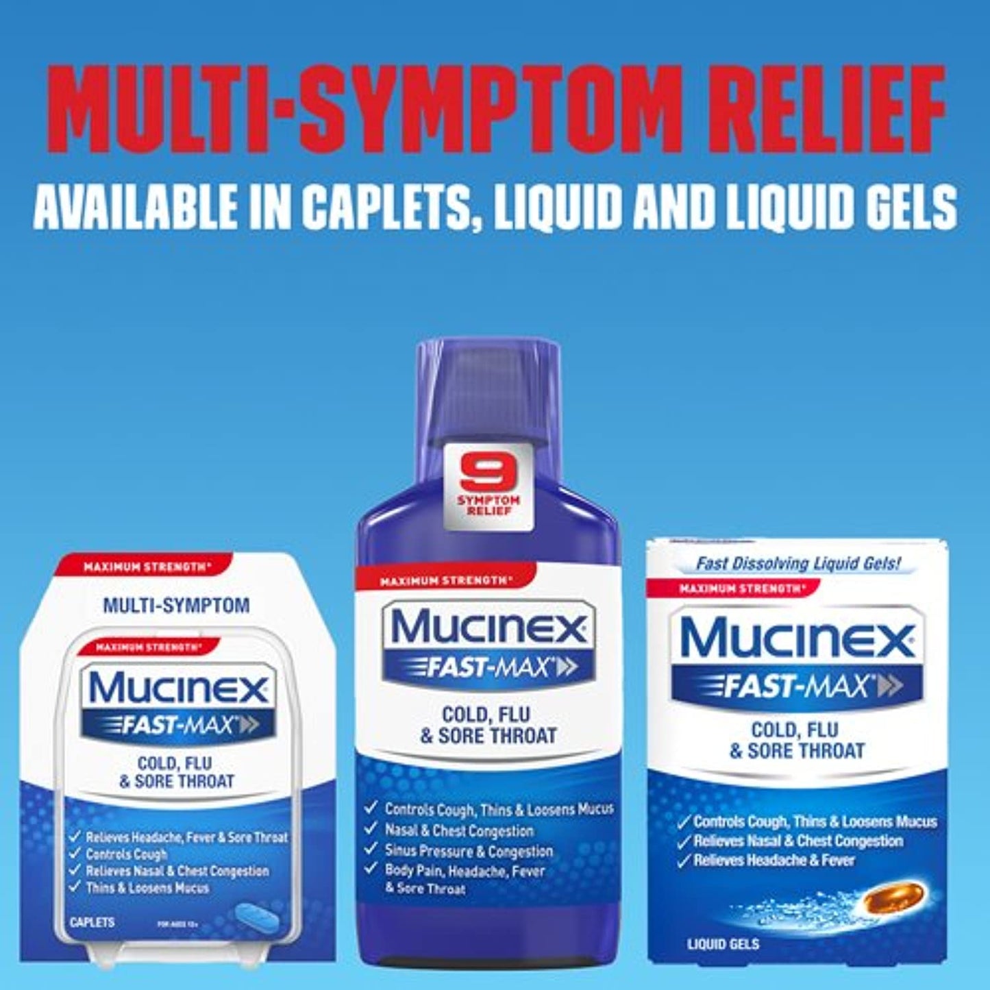 Mucinex Fast-Max Cold, Flu, & Sore Throat Caplets, 20ct