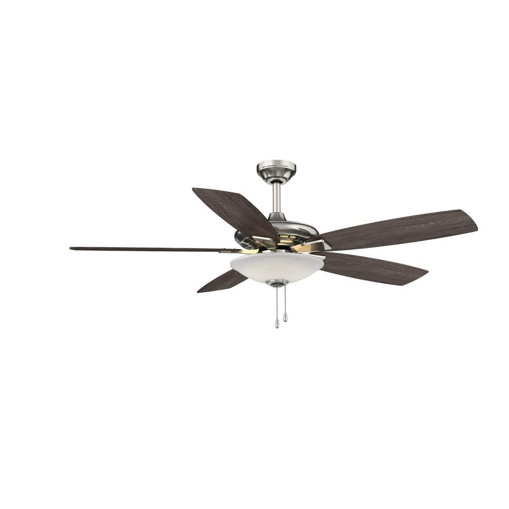 Hampton Bay Menage 52 in. LED Indoor Low Profile Brushed Nickel Ceiling Fan