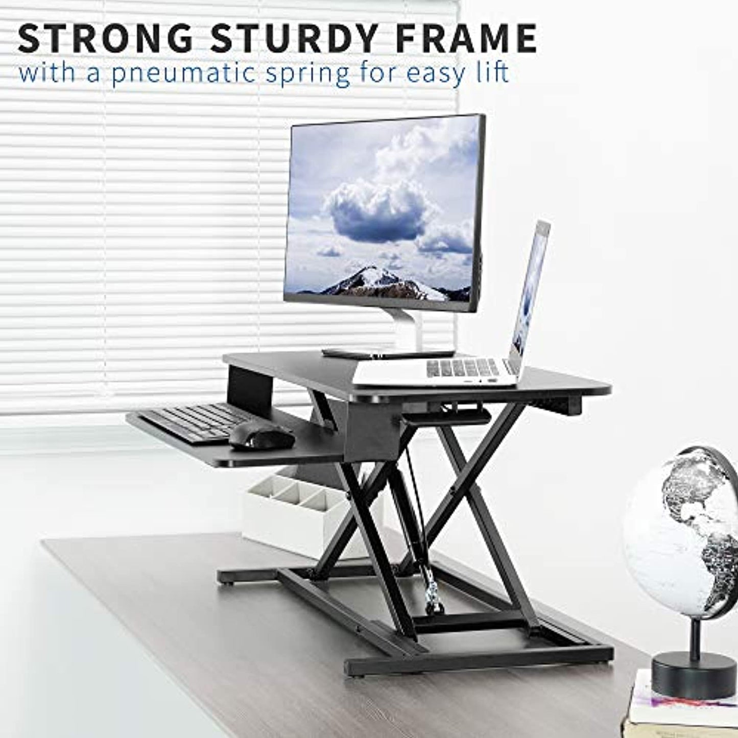 VIVO Desk Riser, Black 32" DESKV000S DeskTop: 33lbs/ Tray: 4.4 lbs (NEW)