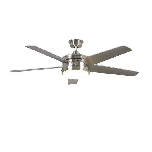 Home Decorators Collection Portwood 60 in. LED Indoor/Outdoor Brushed Nickel Ceiling Fan