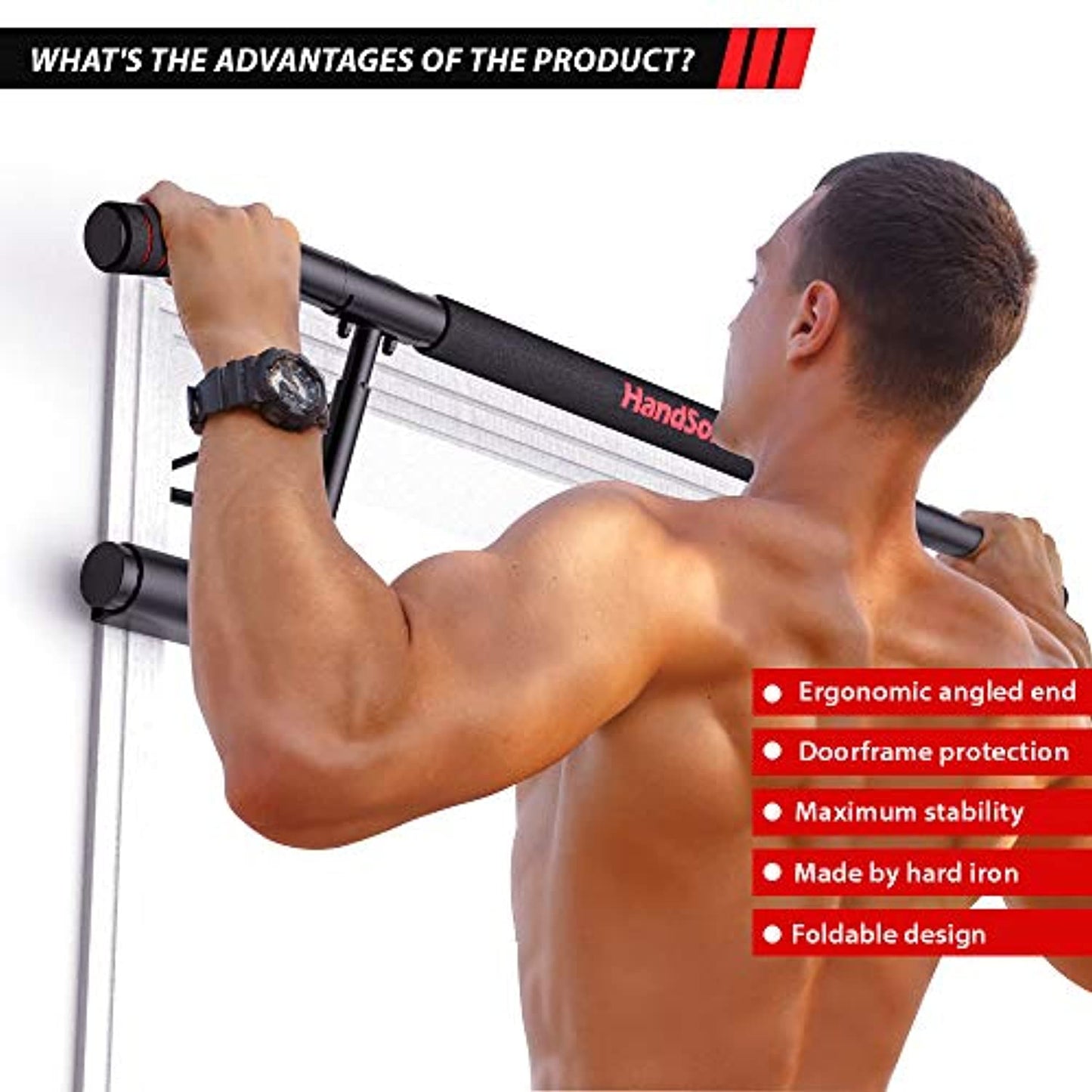 Handsonic Fitness Pull Up Bar Doorway, Chin up Bar no screws needed-OPEN BOX-NEW