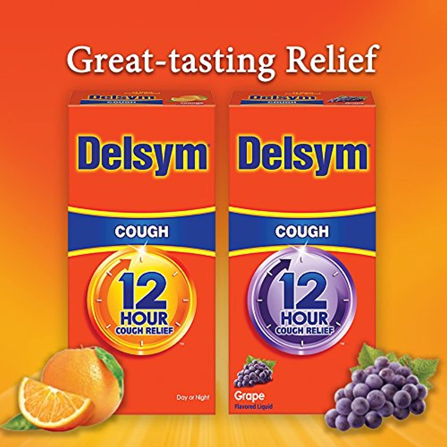 Delsym Adult 12 Hour Cough Relief Medicine, Powerful Cough Relief for 12 Good Hours, Cough Suppressing Liquid, #1 Pharmacist Recommended, Grape Flavor, 5 Fl Oz (Pack of 2)