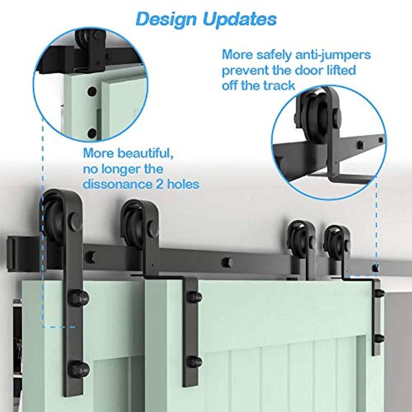 ZEKOO Sliding Barn Door Hardware Kit, Low Ceiling (11 FT Single Track Bypass)