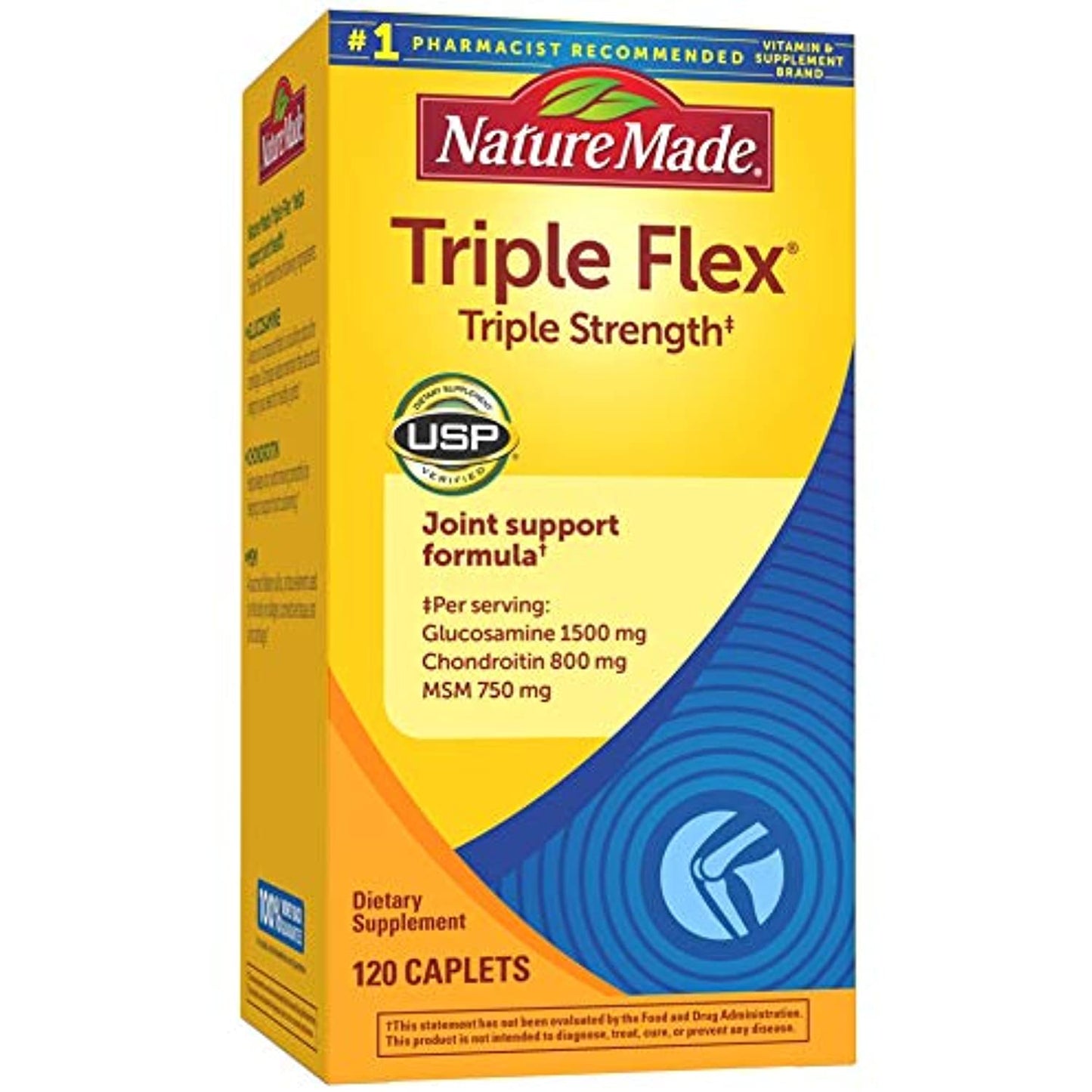 Nature Made Triple Flex Triple Strength Caplets, 120 Count for Joint Support