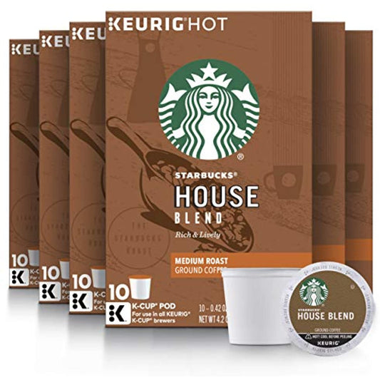 Starbucks Medium Roast K-Cup Coffee Pods  House Blend for Keurig Brewers  6 boxes (60 pods total)