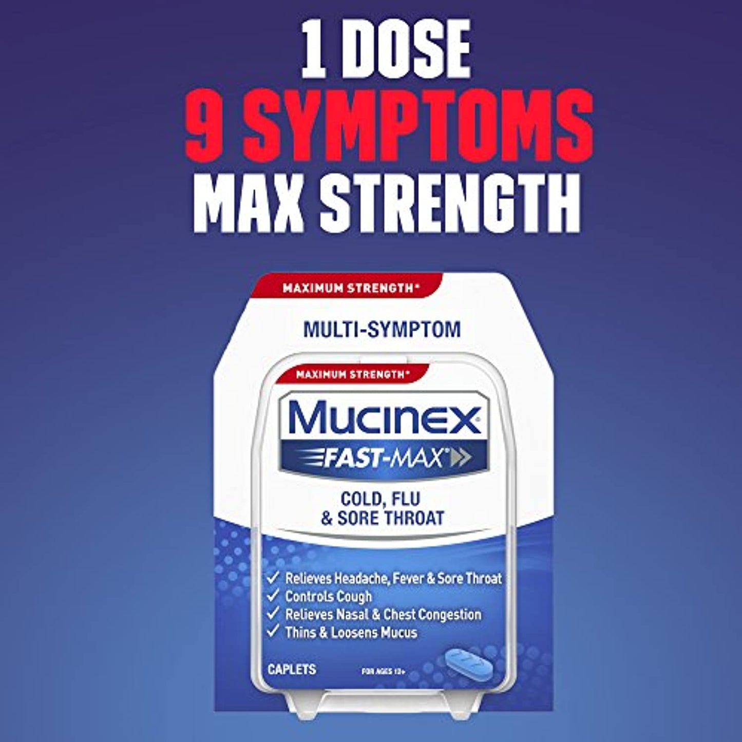 Mucinex Fast-Max Cold, Flu, & Sore Throat Caplets, 20ct