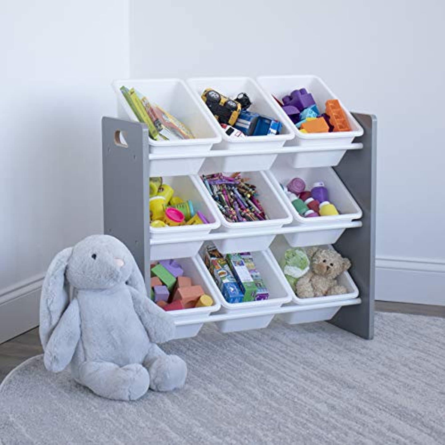 Humble Crew, Grey/White Toy Organizer, 9 Bin Storage, 24" Tall