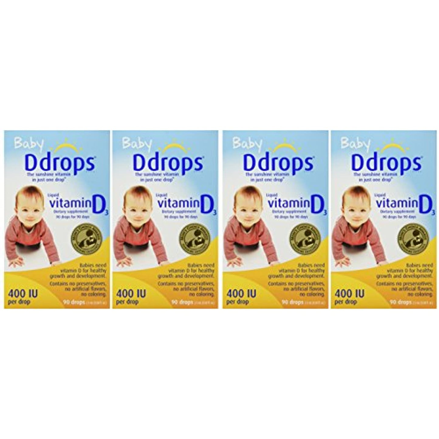 Ddrops Baby 400 Iu 90 Drops 0.08 Fluid Ounce (4 Pack) EXP 7/2023