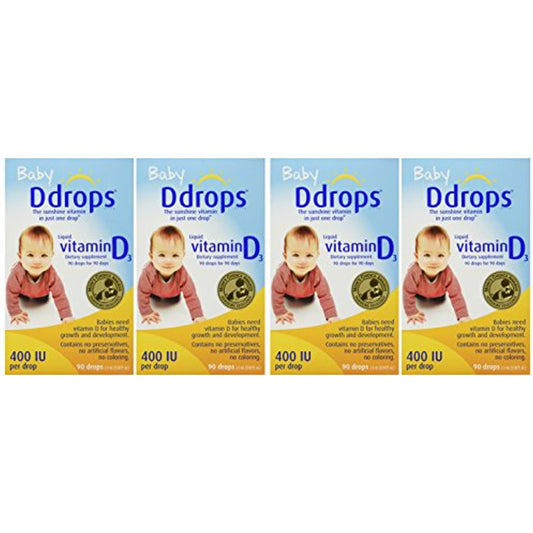 Ddrops Baby 400 Iu 90 Drops 0.08 Fluid Ounce (4 Pack) EXP 7/2023