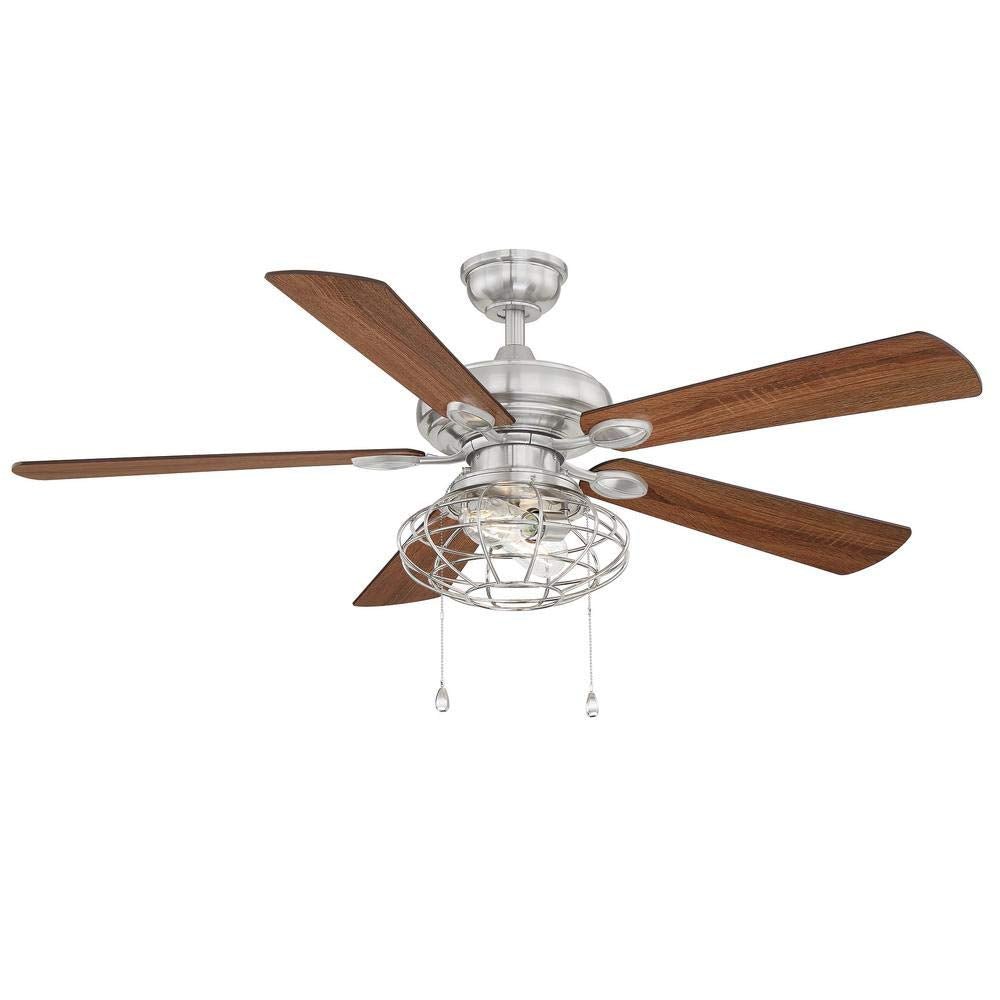Home Decorators Collection Ellard 52 in. LED Brushed Nickel Ceiling Fan with Light Kit