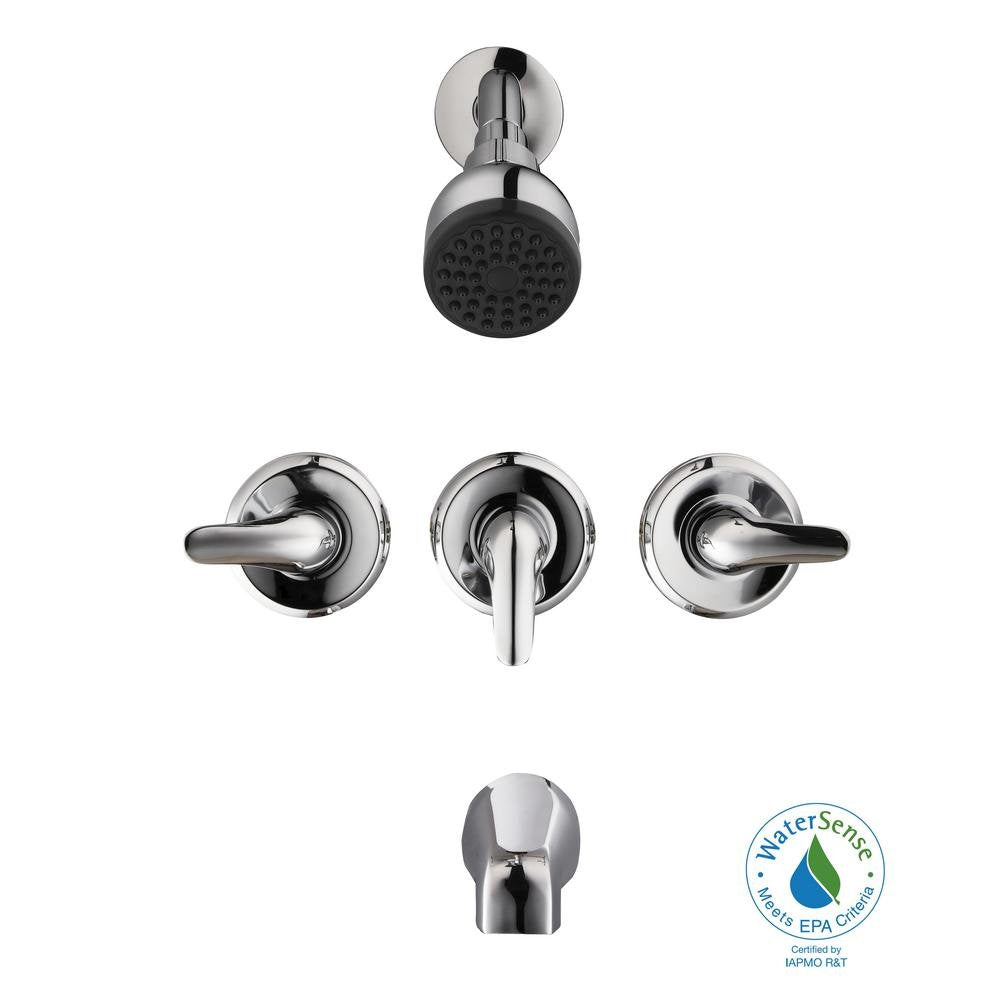 Glacier Bay Aragon 3-Handle 1-Spray Tub and Shower Faucet Chrome Valve Included