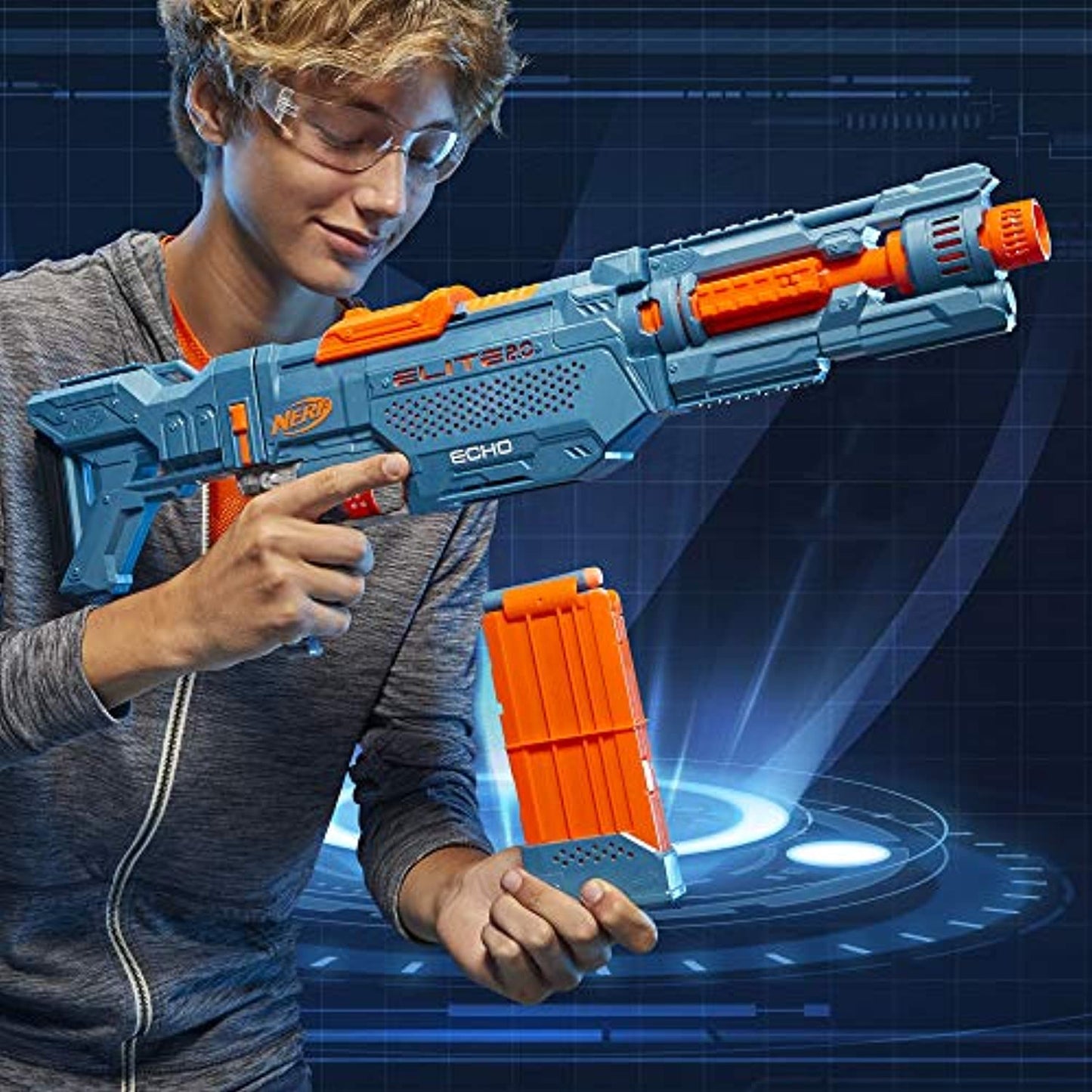 NERF Elite 2.0 Echo CS-10 Blaster -- 24 Official Darts, 10-Dart Clip, Removable Stock and Barrel Extension, 5 Tactical Rails
