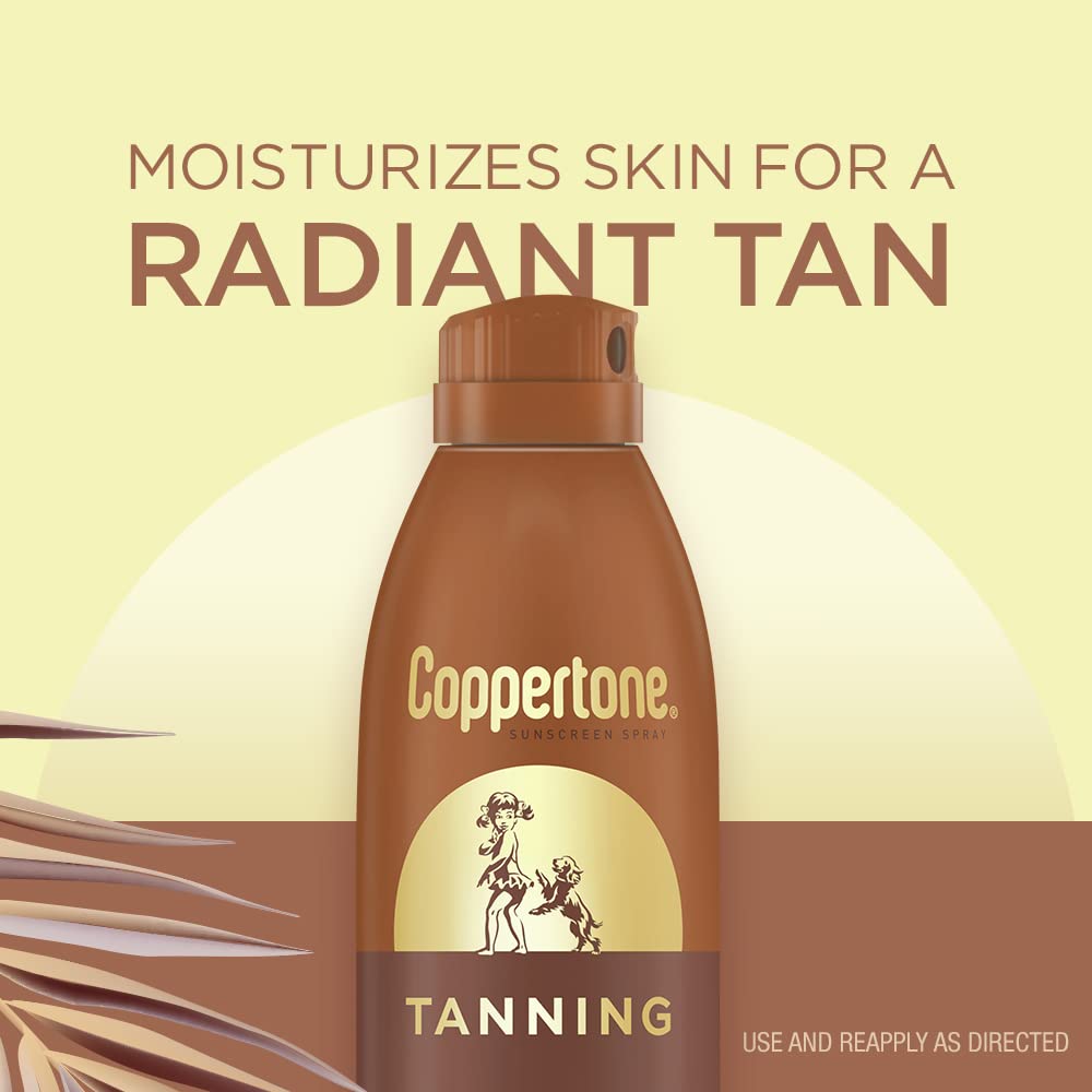 Coppertone Tanning Sunscreen Spray, Water Resistant Spray Sunscreen SPF 15, Broad Spectrum SPF 15 Sunscreen, 5.5 Oz Spray