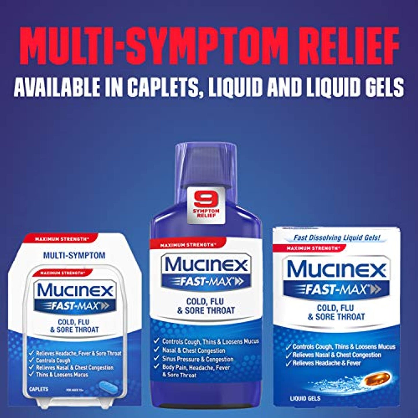 Mucinex Fast-Max Max Strength, Cold, Flu, & Sore Throat Liquid Gels, 16ct