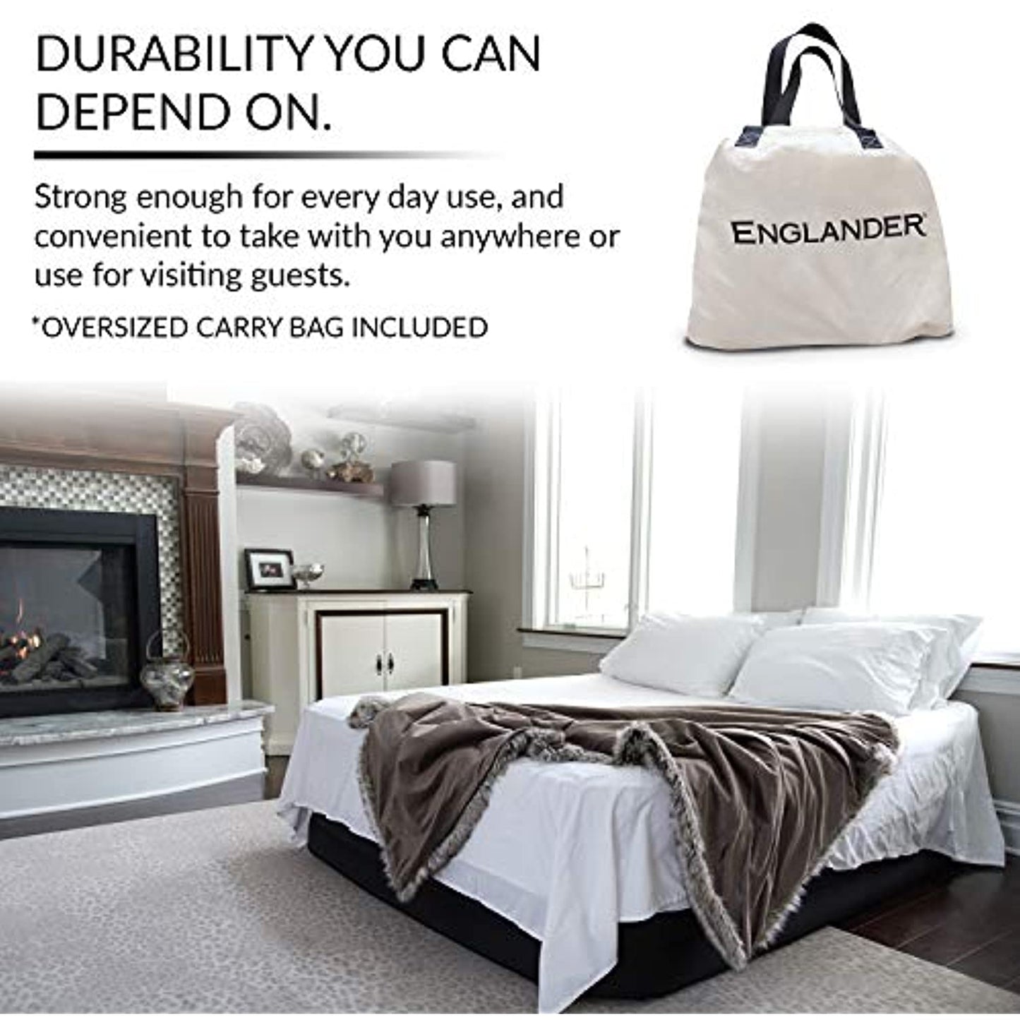 Englander California King Double-High Airbed (84"x 72"x 20") Black -NEW