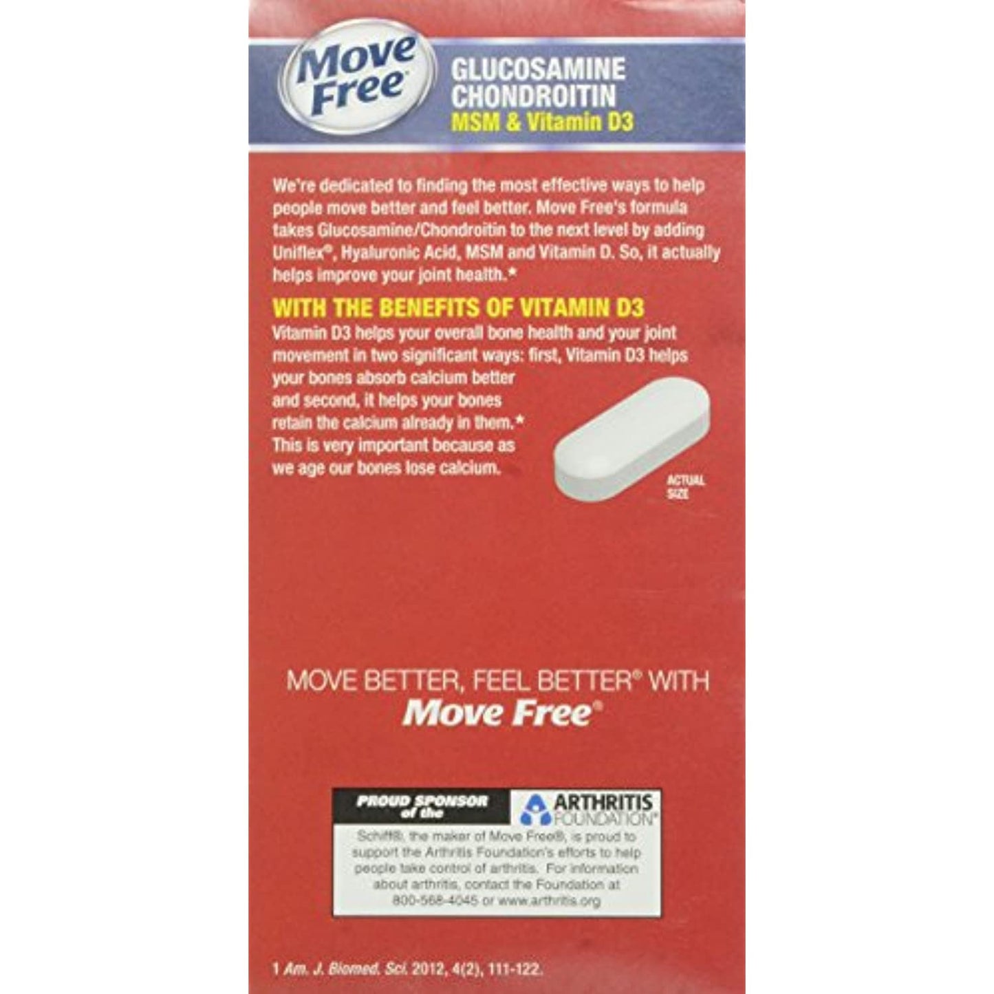 Move Free Advanced Plus MSM and Vitamin D3, 80 tablets Joint Health 1/23 No Box