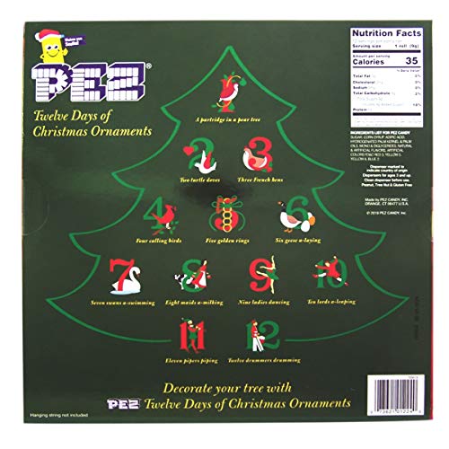 Pez 12 Days Of Christmas Themed Dispenser Ornaments With Sugar Cookie Flavored