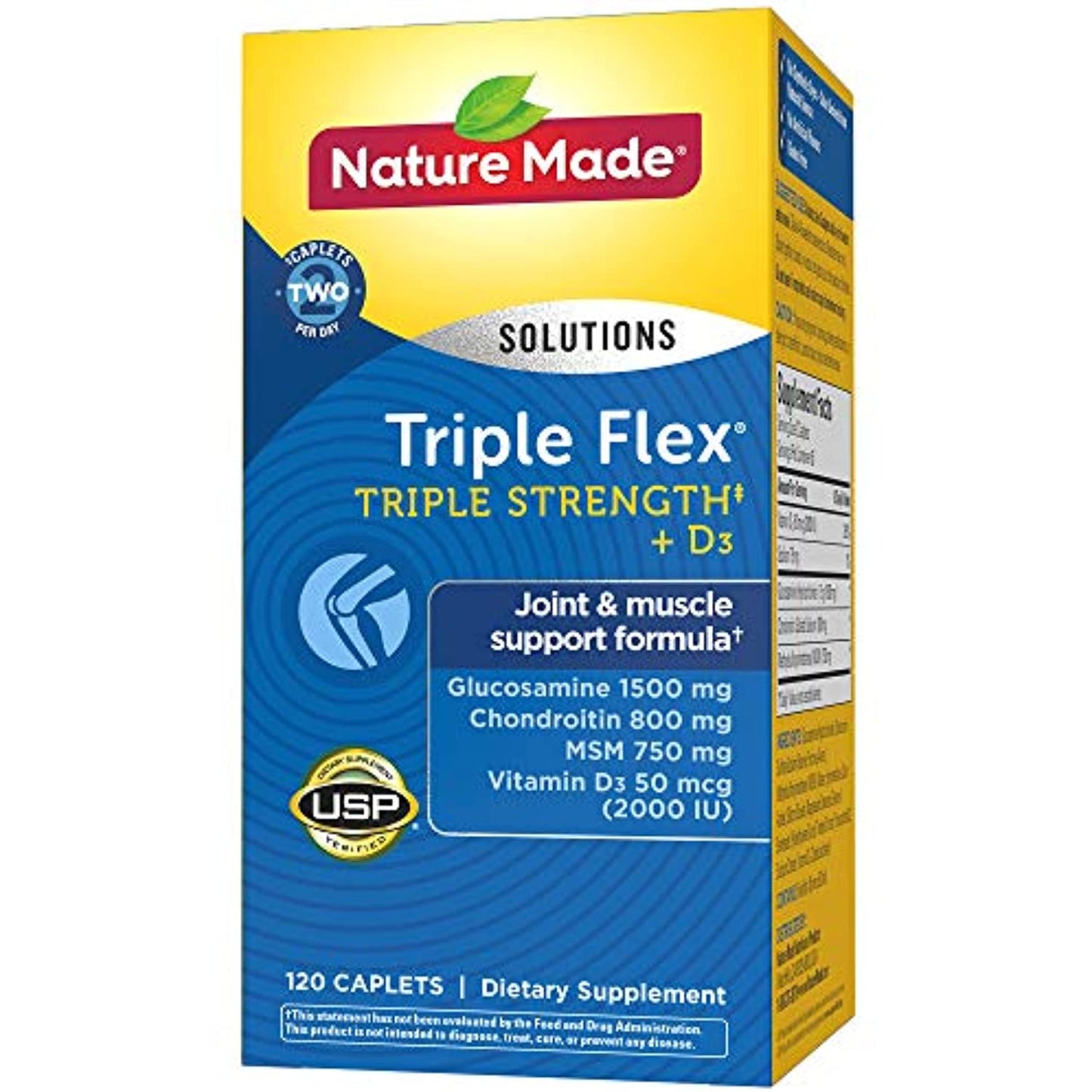 Nature Made TripleFlex Triple Strength Caplets with Vitamin D3, 120 Count for