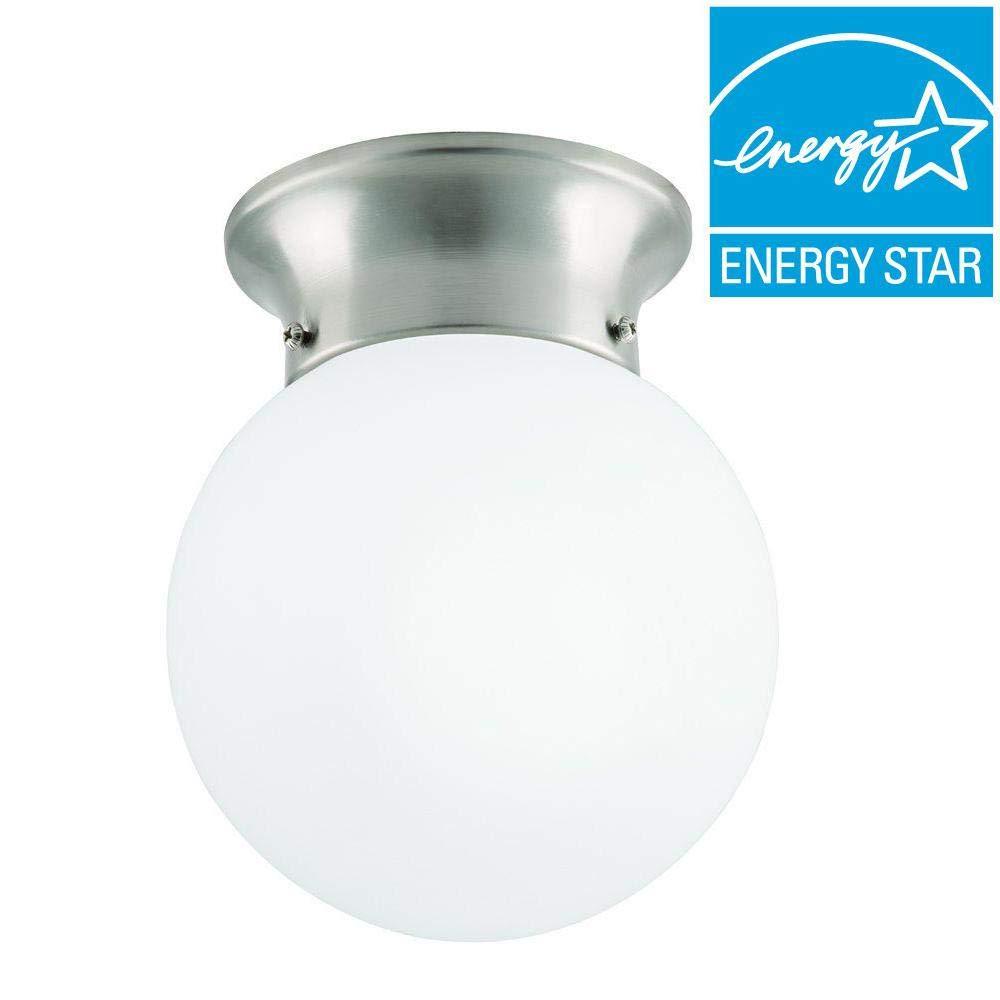 1-Light Globe Brushed Nickel LED Flush Mount