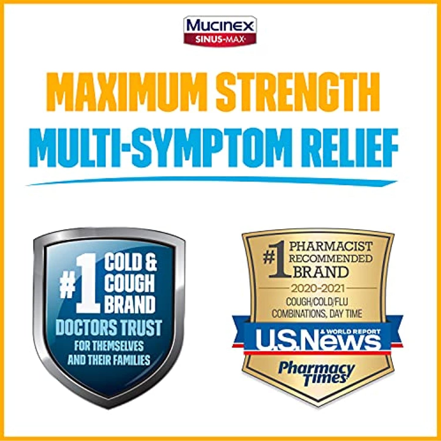 Mucinex Sinus-Max Maximum Strength Day and Night, Sinus Symptom Relief, 40 Count