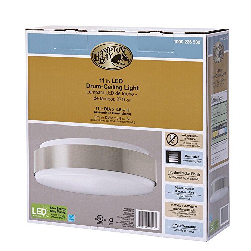 Hampton Bay Brushed Nickel LED Round Ceiling Flushmount