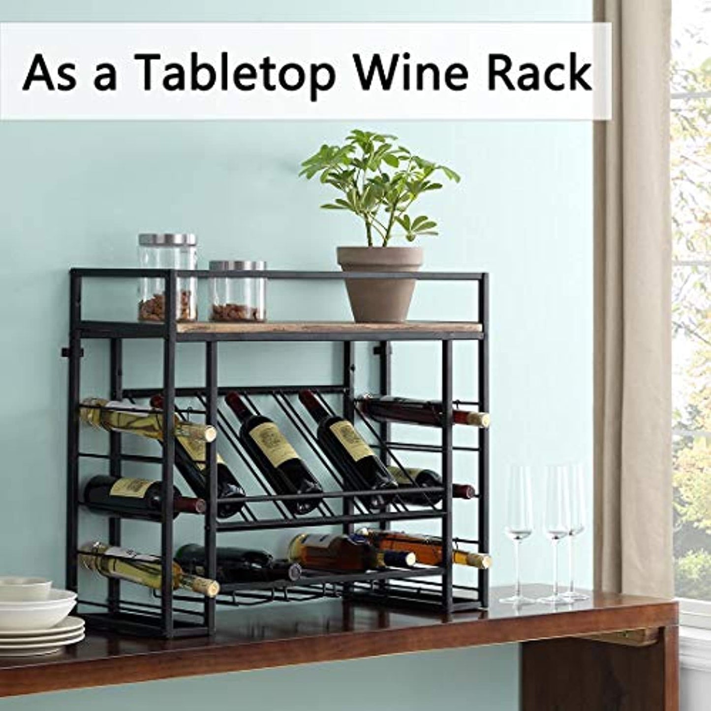 O&K FURNITURE WALL WINE RACK/ MUG HOLDER Brown