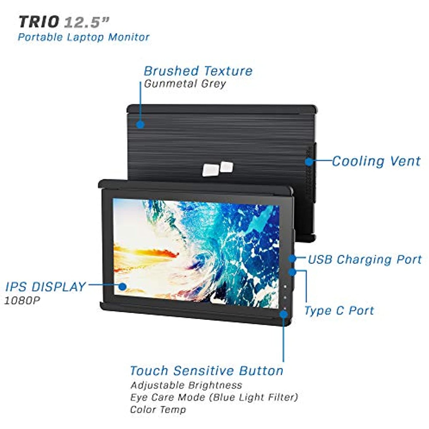 Mobile Pixels Trio Portable Monitor for Laptops- Has a full 270 degree rotation