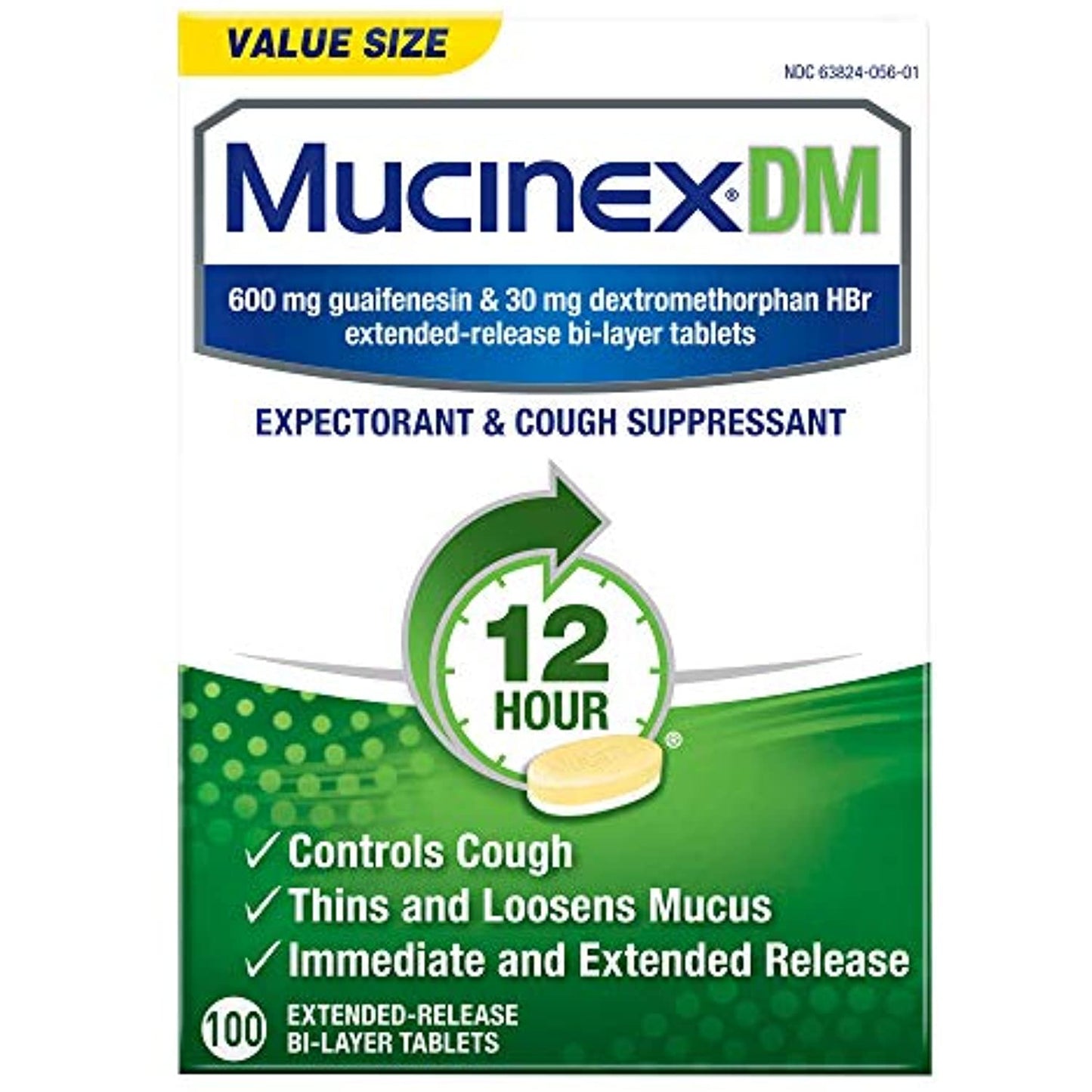 2-Mucinex DM 600mg Expectorant & Cough Suppressant 12 Hour Relief 100 Tablets