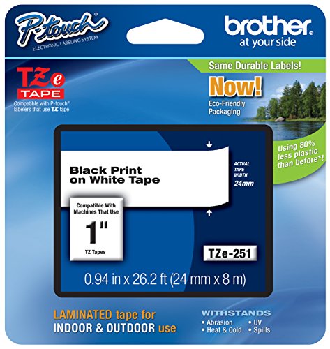 New-Brother P-Touch TZE251 - TZe Standard Adhesive Laminated Labeling Tape, 1w,