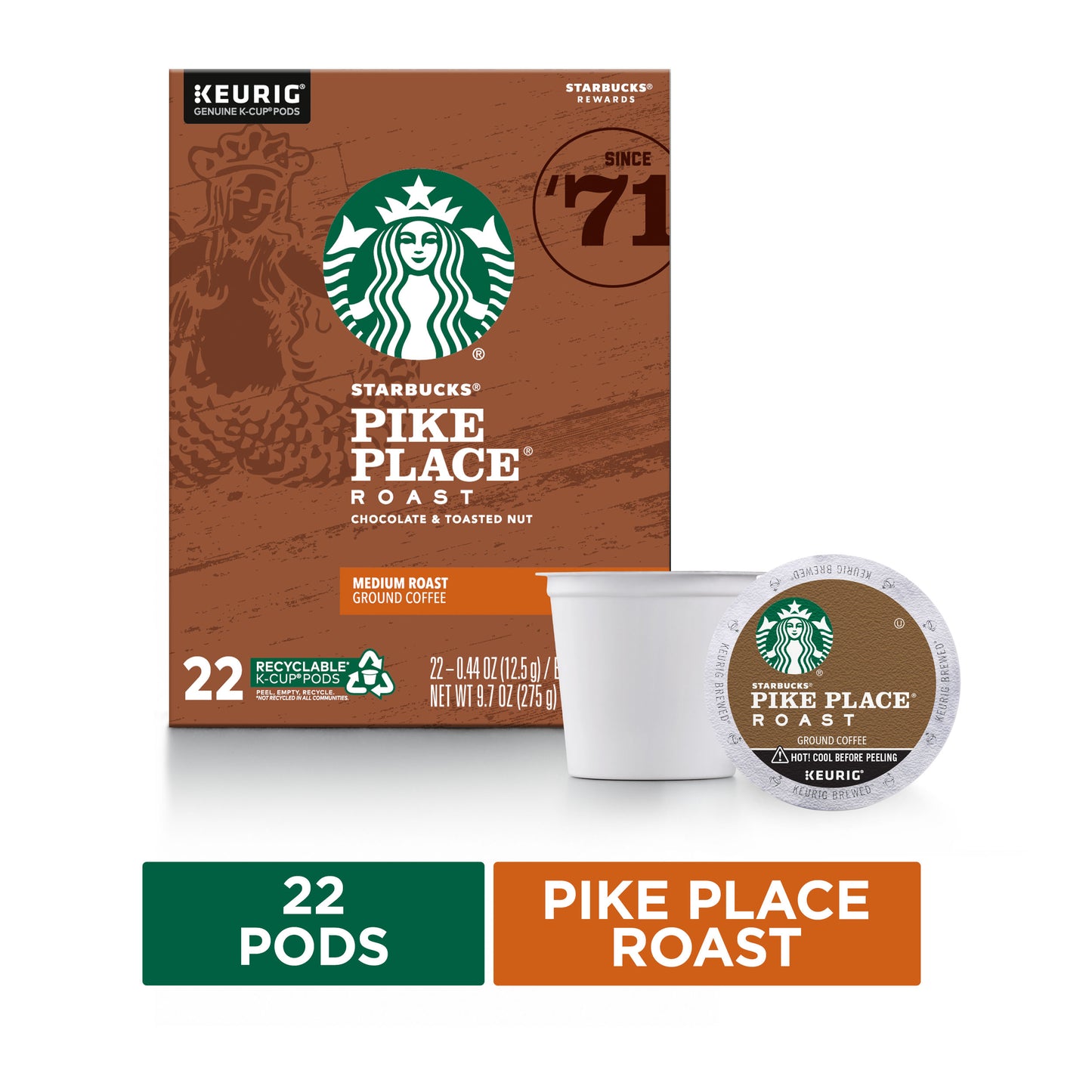 176 COUNT Starbucks Pike Place K-Cups (8 Boxes of 22 Count) Best Before 7/2020