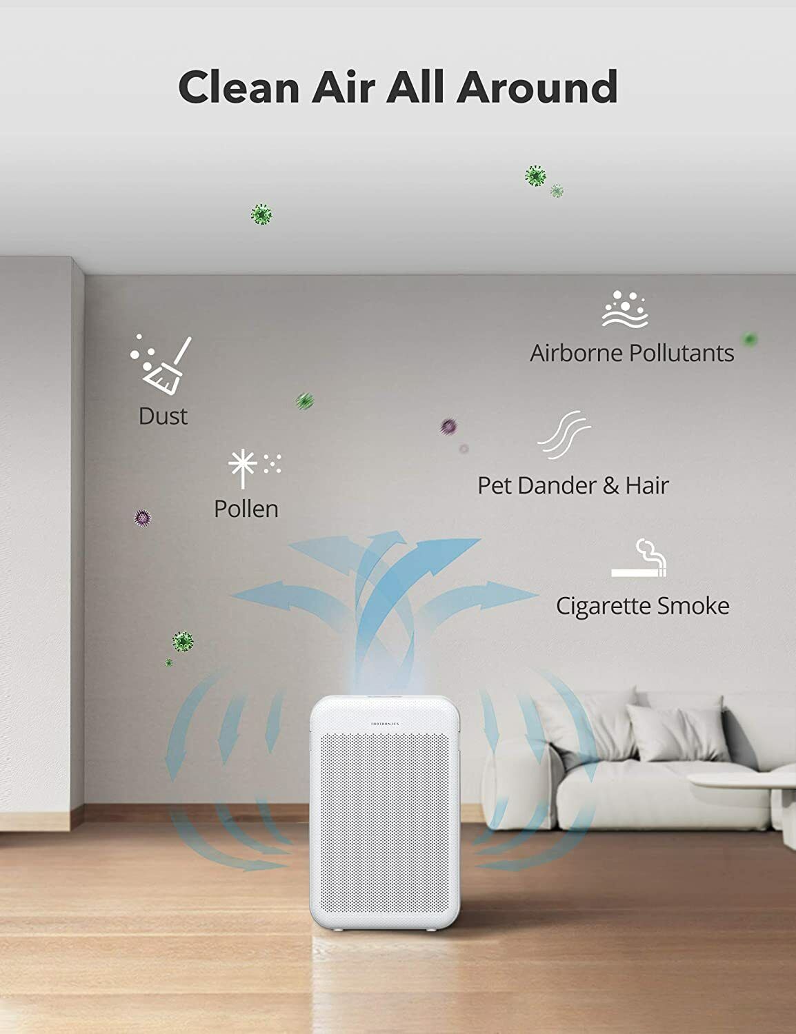 TaoTronics Air Purifier for Home, Large Room Air Cleaner with H13 True HEPA