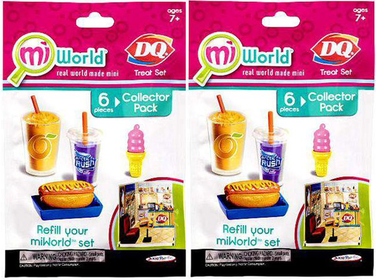 LOT OF 2 - MiWorld Dairy Queen Treat Set Collector Pack 6 Piece Hot dog, Drinks