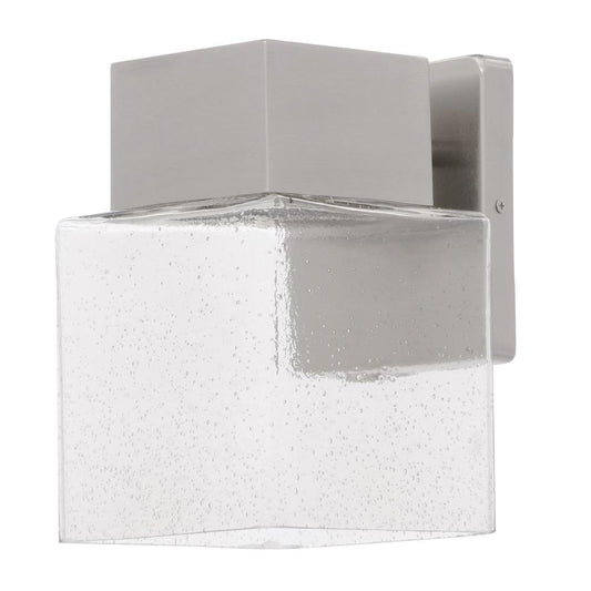 Home Decorators Collection Essex Brushed Nickel Outdoor LED Powered Wall Lantern