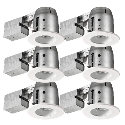 Commercial Electric 4 in. White LED IC Rated Swivel Baffle Round Trim Recessed..