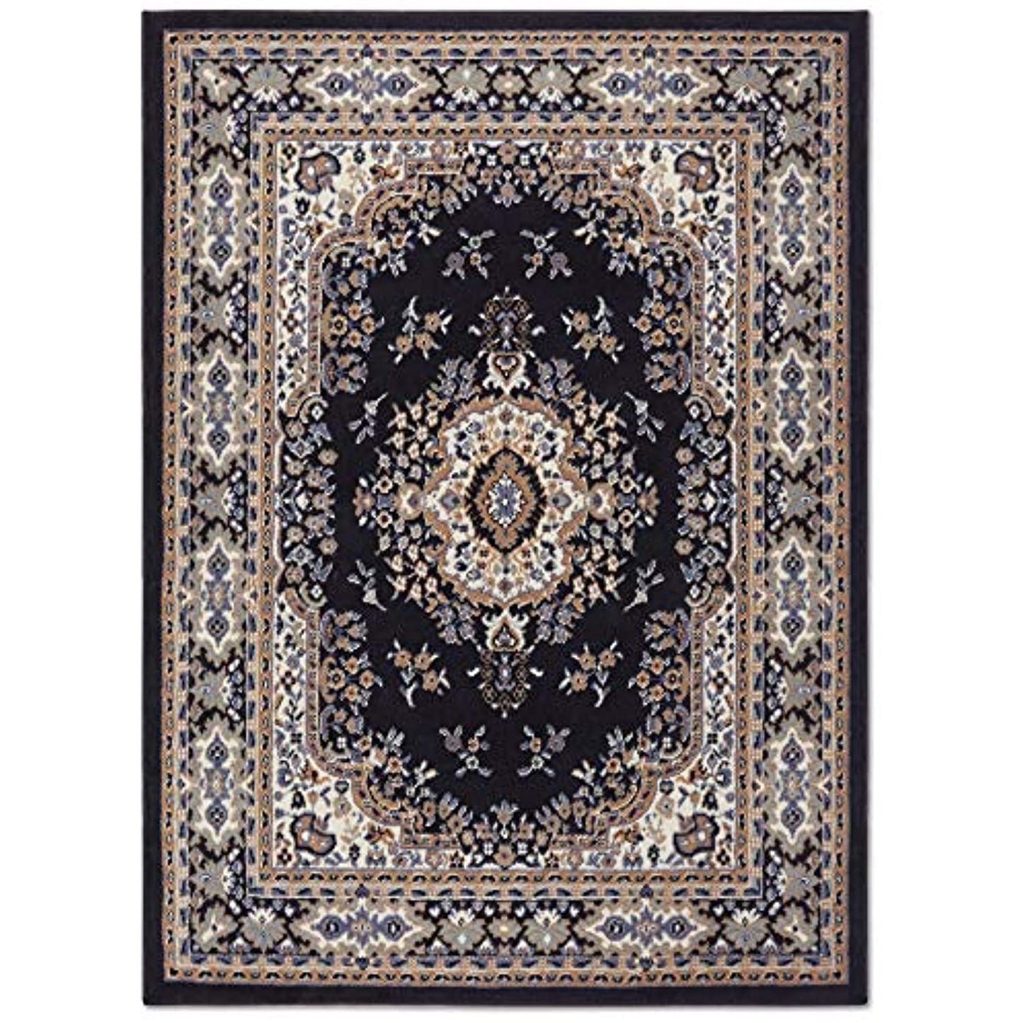 Home Dynamix Premium Sakarya Border Area Rug, Navy Blue, 3'7"x5'2" Rectangle