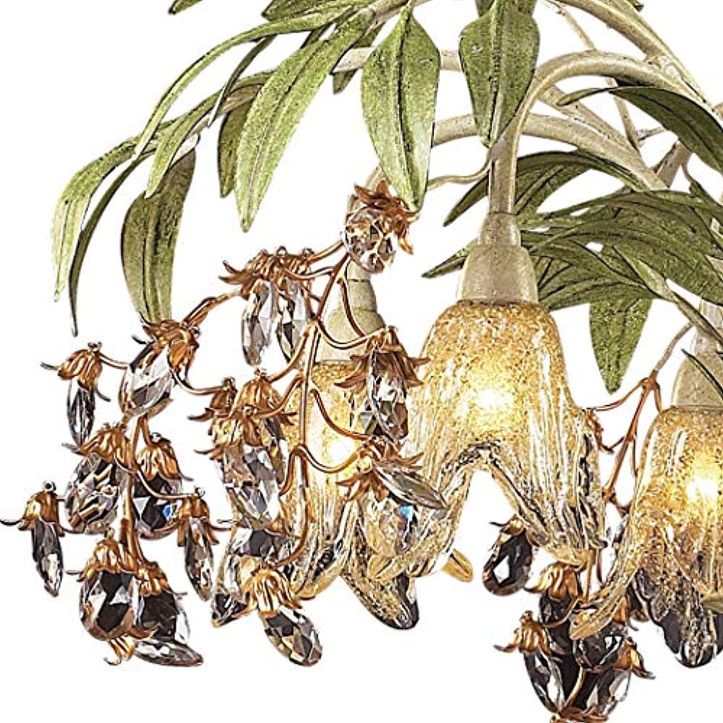 ELK Lighting Huarco 6-Light Chandelier, Seashell/Amber Glass -DENTED, SOLD AS IS