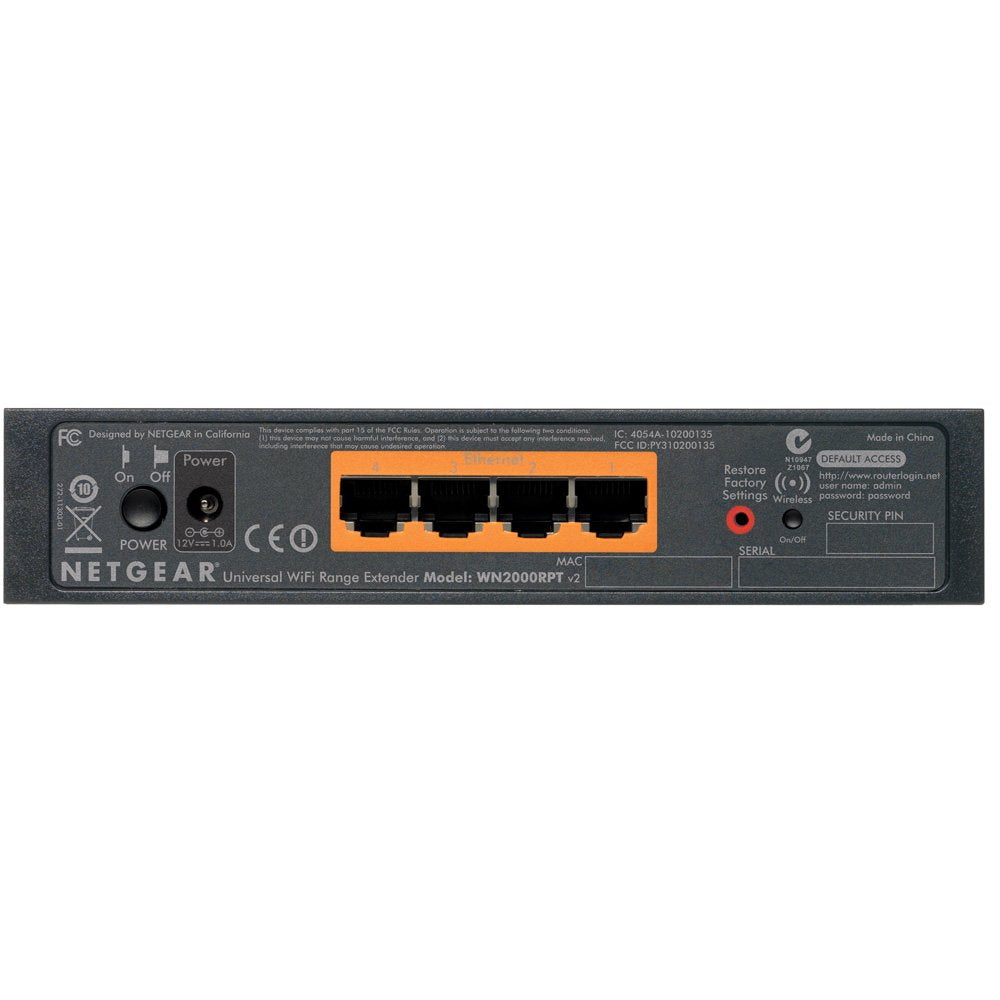 NETGEAR N300 Wi-Fi Range Extender - Desktop Version with 4-Ports (WN2000RPT)